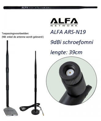 Alfa ARS-N19 9 dBi schroefantenne 2,4 GHz
